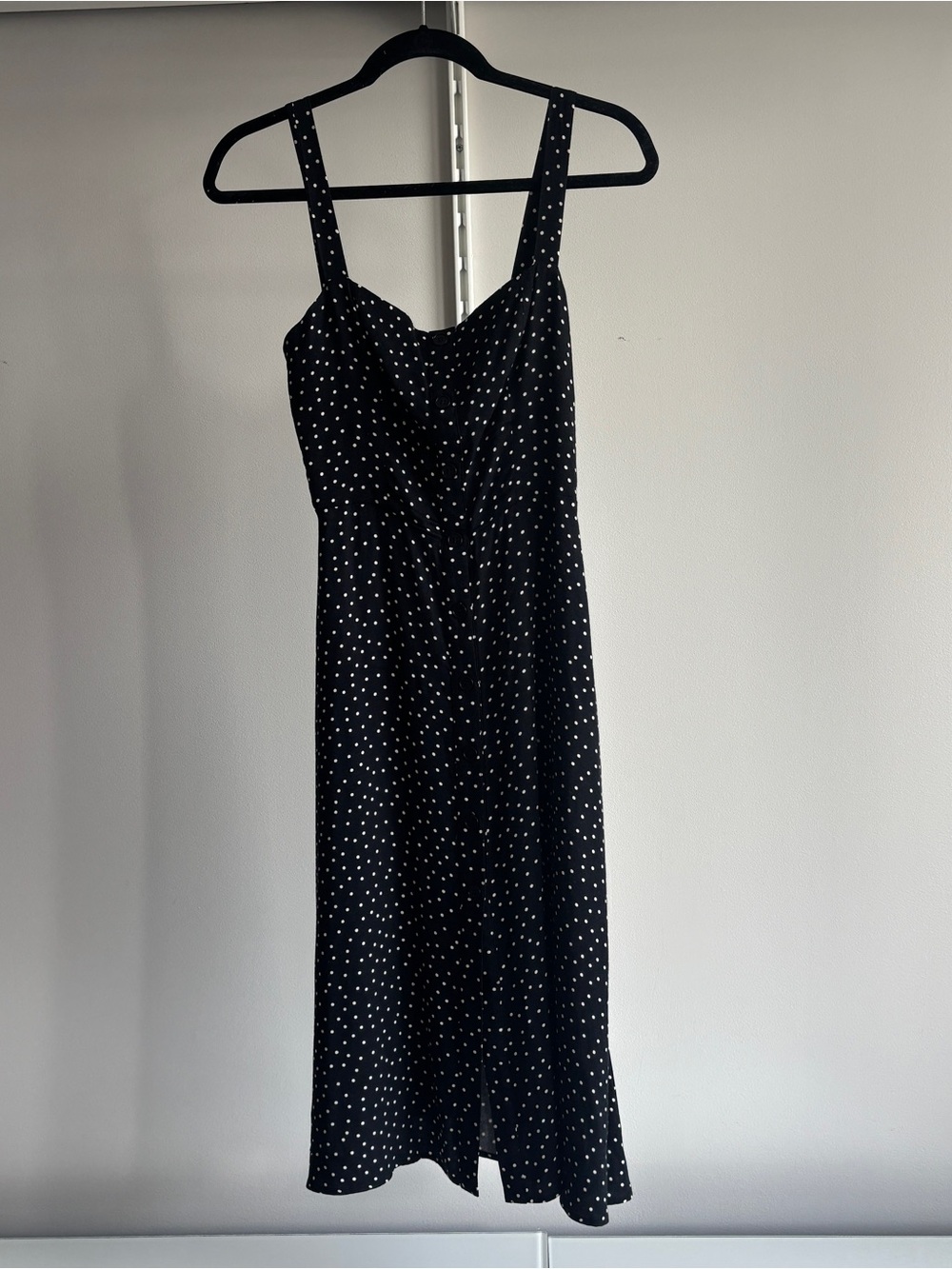 Reformation Black Polka Dot Midi Dress
